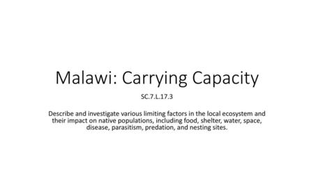 Malawi: Carrying Capacity