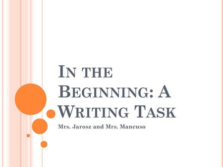 In the Beginning: A Writing Task