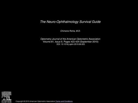 The Neuro-Ophthalmology Survival Guide