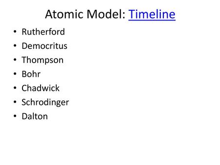 Atomic Model: Timeline