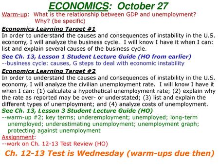 Ch Test is Wednesday (warm-ups due then)