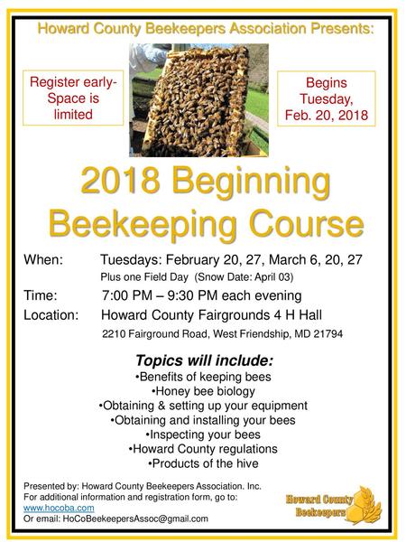 2018 Beginning Beekeeping Course