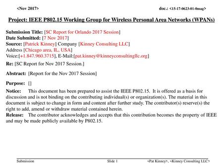 <month year> doc.: IEEE < e> <Nov 2017>