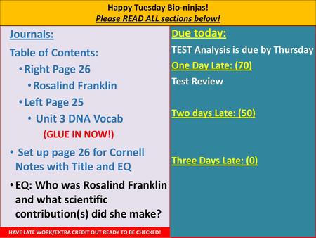 Set up page 26 for Cornell Notes with Title and EQ