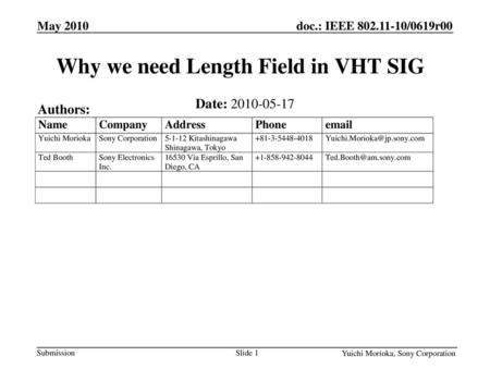 Why we need Length Field in VHT SIG