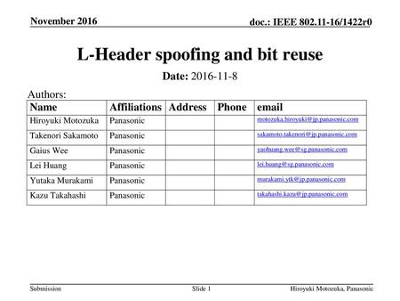 L-Header spoofing and bit reuse