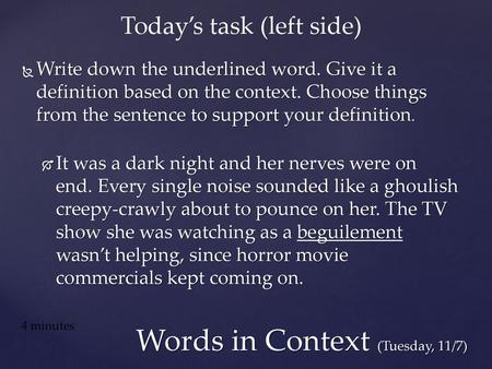 Words in Context (Tuesday, 11/7)