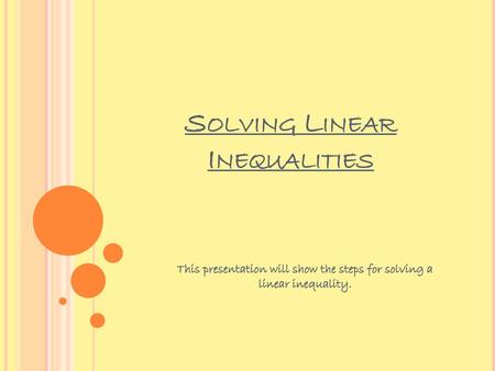 Solving Linear Inequalities