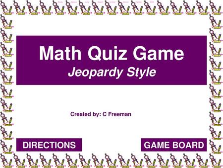 Math Quiz Game Jeopardy Style