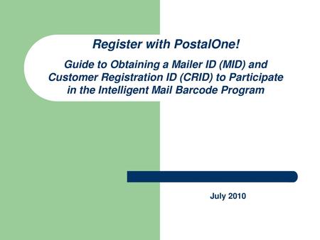 Register with PostalOne!