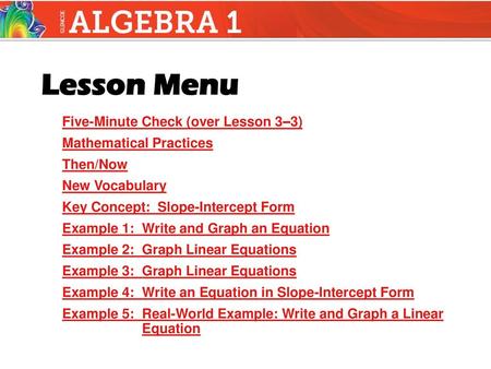 Five-Minute Check (over Lesson 3–3) Mathematical Practices Then/Now