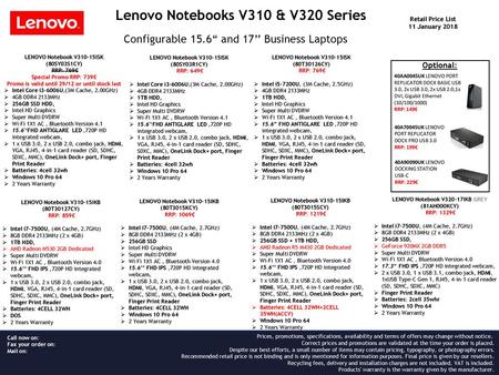 Lenovo Notebooks V310 & V320 Series