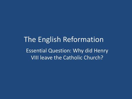 The English Reformation