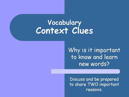 Vocabulary Context Clues