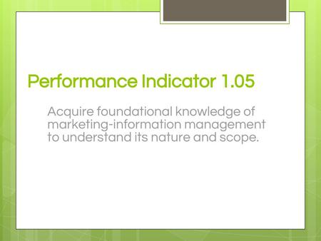 Performance Indicator 1.05