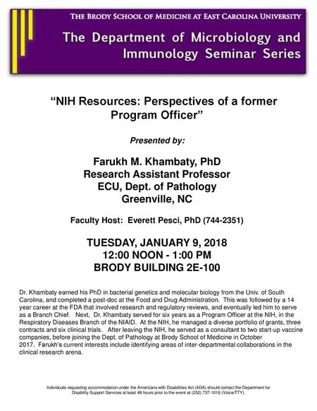 “NIH Resources: Perspectives of a former Program Officer”