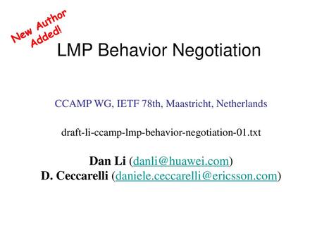 LMP Behavior Negotiation