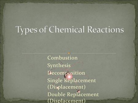 Types of Chemical Reactions