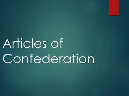 Articles of Confederation