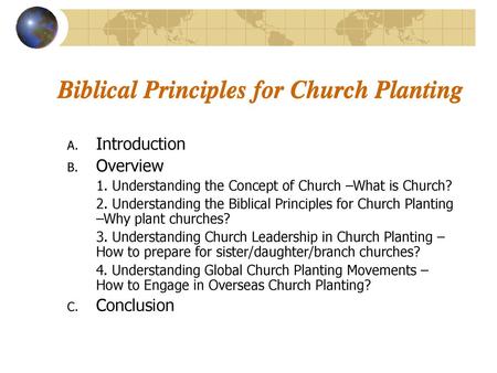 Biblical Principles for Church Planting