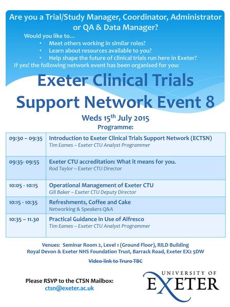 Exeter Clinical Trials Support Network Event 8