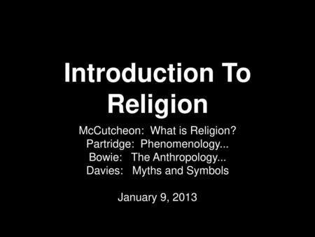 Introduction To Religion