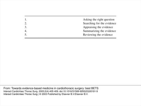 Table 1 The 5 stages of constructing a BET