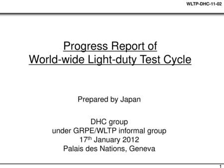 Progress Report of World-wide Light-duty Test Cycle