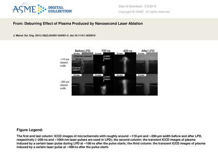 From: Deburring Effect of Plasma Produced by Nanosecond Laser Ablation