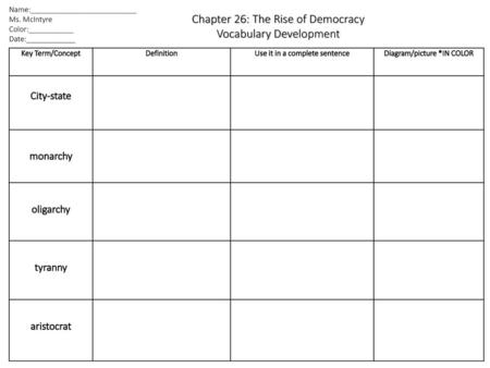 Use it in a complete sentence Diagram/picture *IN COLOR