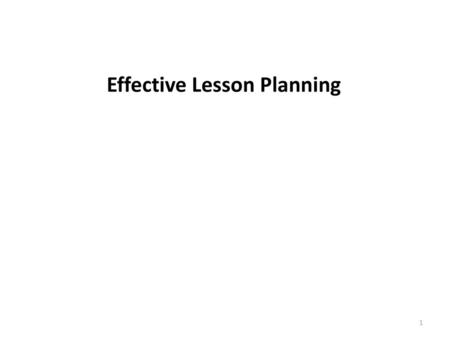 Effective Lesson Planning