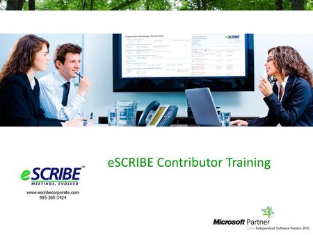 eSCRIBE Contributor Training