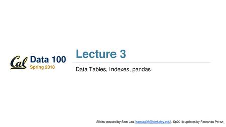 Data Tables, Indexes, pandas