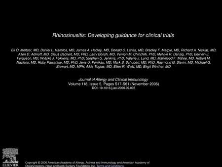 Rhinosinusitis: Developing guidance for clinical trials