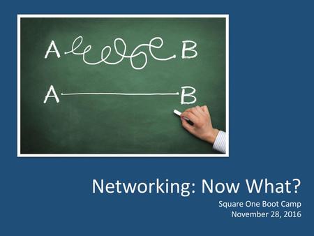 Networking: Now What? Square One Boot Camp November 28, 2016.