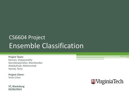 CS6604 Project Ensemble Classification