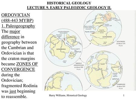 LECTURE 9. EARLY PALEOZOIC GEOLOGY II.