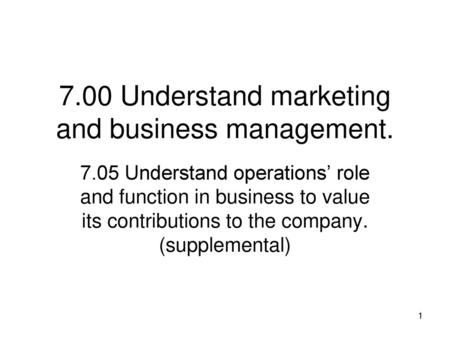 7.00 Understand marketing and business management.