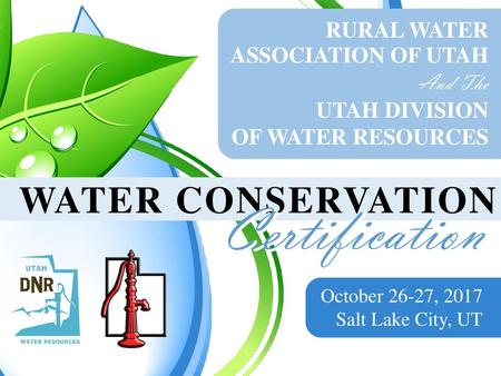 Certification Certification WATER CONSERVATION RURAL WATER