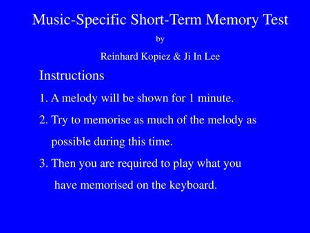 Music-Specific Short-Term Memory Test