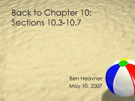 Back to Chapter 10: Sections