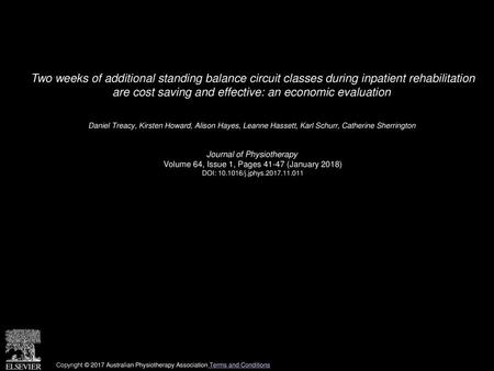 Two weeks of additional standing balance circuit classes during inpatient rehabilitation are cost saving and effective: an economic evaluation  Daniel.