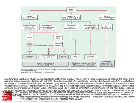 Barcelona Clinic Liver Cancer (BCLC) staging classification and treatment schedule. Patients with very early hepatocellular carcinoma (HCC) (stage 0) are.