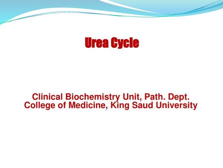 Urea Cycle Clinical Biochemistry Unit, Path. Dept.