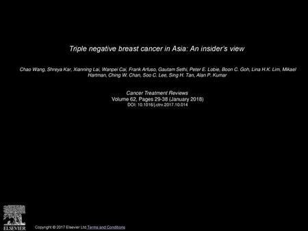 Triple negative breast cancer in Asia: An insider’s view