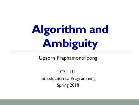 Algorithm and Ambiguity