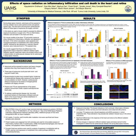 Effects of space radiation on inflammatory infiltration and cell death in the heart and retina Vijayalakshmi Sridharan1, Xiao-Wen Mao2, Maohua Cao1, Preeti.