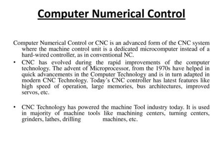 Computer Numerical Control