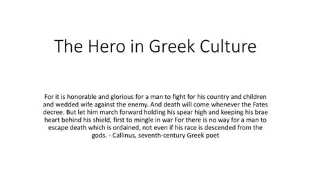 The Hero in Greek Culture