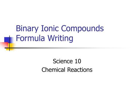 Binary Ionic Compounds Formula Writing